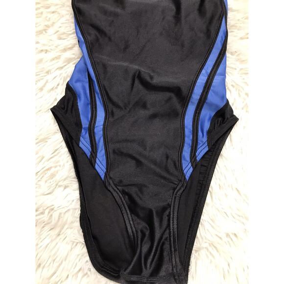 SPEEDO One Piece Swimsuit Women's size 6/32 Blue Black White Swimwear Open Back - Picture 4 of 9